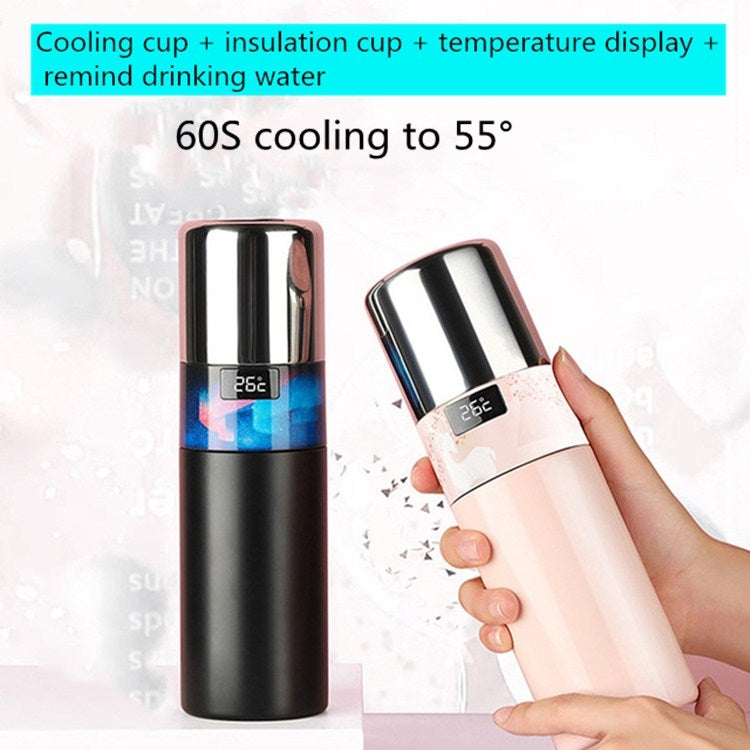 Creative Intelligent USB Rechargeable Cold Warm Cup Cool 55 Degrees Vacuum Flask With Handle 316 Stainless Steel Smart Water Cup, Capacity:340ml, Style:Black Aurora - Vacuum Thermoses & Cups by buy2fix | Online Shopping UK | buy2fix