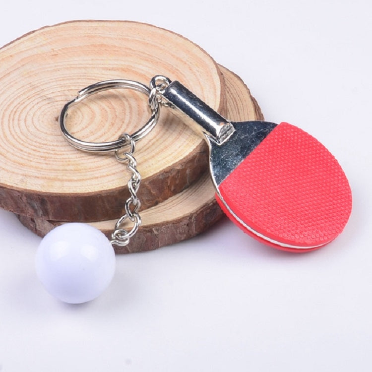 2 PCS Creative Metal table Tennis Keychain Handmade Jewelry Gift Sports Keychain, Specification:2×2.8×6.5cm(Red) by buy2fix