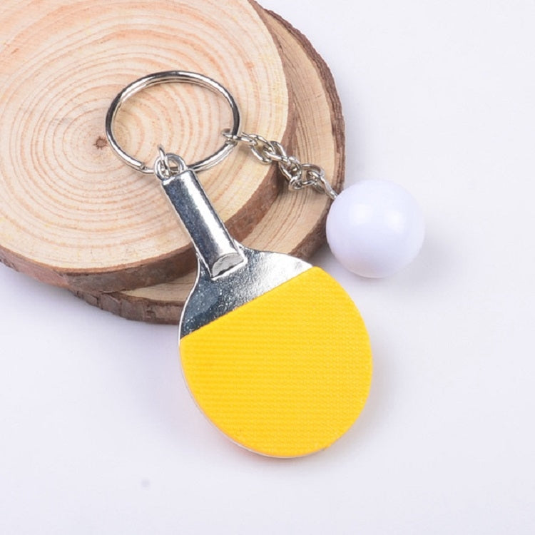 2 PCS Creative Metal table Tennis Keychain Handmade Jewelry Gift Sports Keychain, Specification:2×2.8×6.5cm(Yellow) by buy2fix