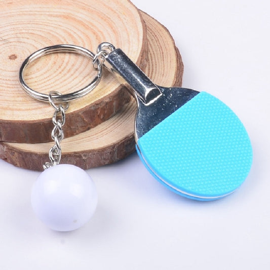 2 PCS Creative Metal table Tennis Keychain Handmade Jewelry Gift Sports Keychain, Specification:2×2.8×6.5cm(Light Blue) by buy2fix