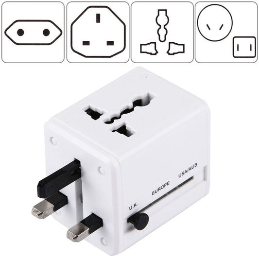 World-Wide Universal Travel Concealable Plugs Adapter with & Built-in Dual USB Ports Charger for US, UK, AU, EU(White) - Plug Adaptor by buy2fix | Online Shopping UK | buy2fix