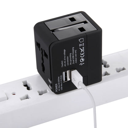 5V 2.1A Dual USB Power Socket Charger Adapter, UK / EU / US / AU Plug(Black) - Plug Adaptor by buy2fix | Online Shopping UK | buy2fix