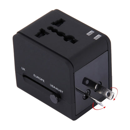 5V 2.1A Dual USB Power Socket Charger Adapter, UK / EU / US / AU Plug(Black) - Plug Adaptor by buy2fix | Online Shopping UK | buy2fix