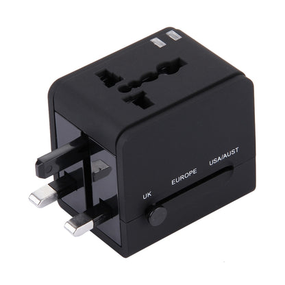 5V 2.1A Dual USB Power Socket Charger Adapter, UK / EU / US / AU Plug(Black) - Plug Adaptor by buy2fix | Online Shopping UK | buy2fix