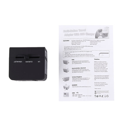 5V 2.1A Dual USB Power Socket Charger Adapter, UK / EU / US / AU Plug(Black) - Plug Adaptor by buy2fix | Online Shopping UK | buy2fix