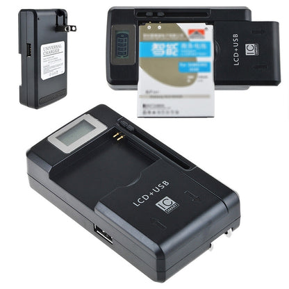 Universal Cell Phone Battery Charger with USB Output & LCD Display, US Plug by buy2fix