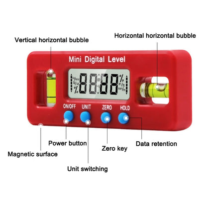 100mm Mini Electronic Digital Strong Magnetism Spirit Level Angle Board - Measuring Tools by buy2fix | Online Shopping UK | buy2fix