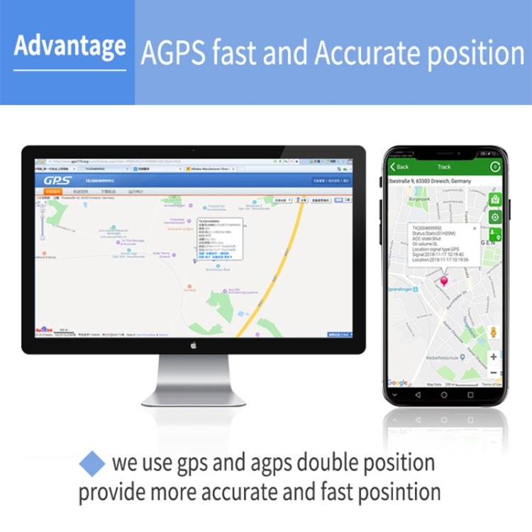 TK202A 2G Car Truck Vehicle Tracking GSM GPRS GPS Tracker Support AGPS, Battery Capacity: 6500MA by buy2fix