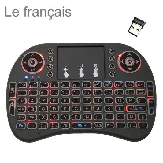 Support Language: French i8 Air Mouse Wireless Backlit Keyboard with Touchpad for Android TV Box & Smart TV & PC Tablet & Xbox360 & PS3 & HTPC/IPTV by buy2fix