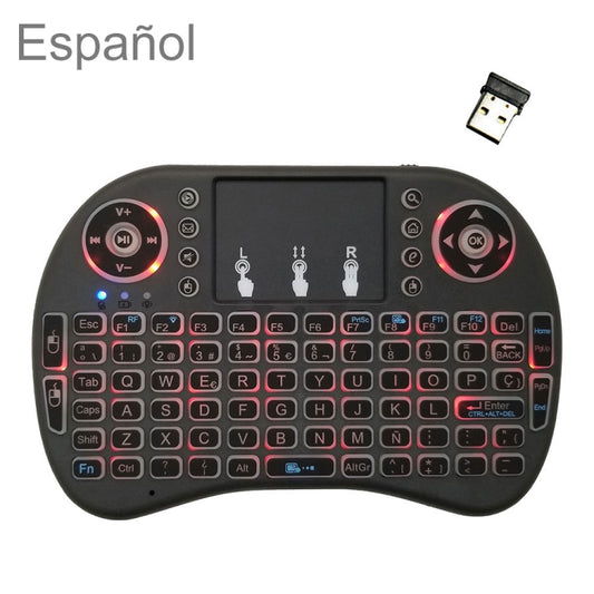 Support Language: Spanish i8 Air Mouse Wireless Backlight Keyboard with Touchpad for Android TV Box & Smart TV & PC Tablet & Xbox360 & PS3 & HTPC/IPTV by buy2fix