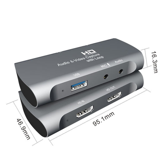 Z27 HDM Female + Mic to HDM Female USB 2.0 Video Audio Capture Box(Dark Gray) - Video Capture Solutions by buy2fix | Online Shopping UK | buy2fix