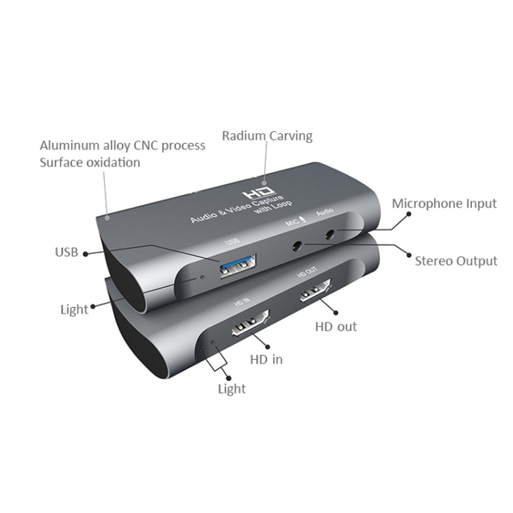 Z27 HDM Female + Mic to HDM Female USB 2.0 Video Audio Capture Box(Dark Gray) - Video Capture Solutions by buy2fix | Online Shopping UK | buy2fix
