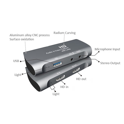 Z27 HDM Female + Mic to HDM Female USB 2.0 Video Audio Capture Box(Dark Gray) - Video Capture Solutions by buy2fix | Online Shopping UK | buy2fix