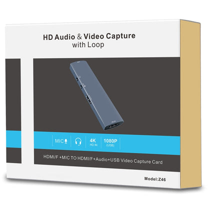 Z46 HDMI + Mic + Audio + USB Video Capture Card with Loop - Video Capture Solutions by buy2fix | Online Shopping UK | buy2fix