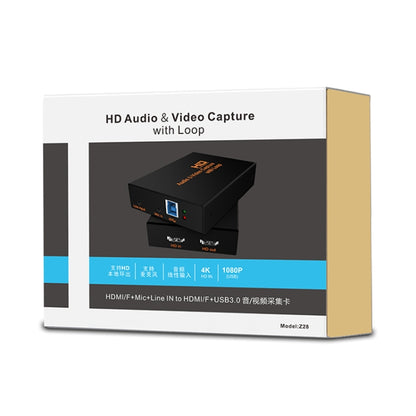 Z28 Professional HDMI Female + Mic + Line In to HDMI Female USB 3.0 Video Audio Capture Box(Black) - Video Capture Solutions by buy2fix | Online Shopping UK | buy2fix