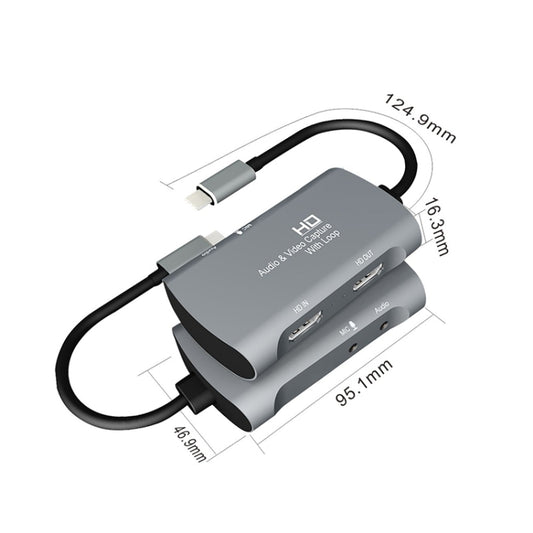 Z30A HDMI Female + Mic to HDMI Female + Audio + USB-C / Type-C Video Capture Box - Video Capture Solutions by buy2fix | Online Shopping UK | buy2fix