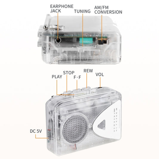 Portable Cassette Player Tape Player AM / FM Radio Receiver - Tape Converter by buy2fix | Online Shopping UK | buy2fix