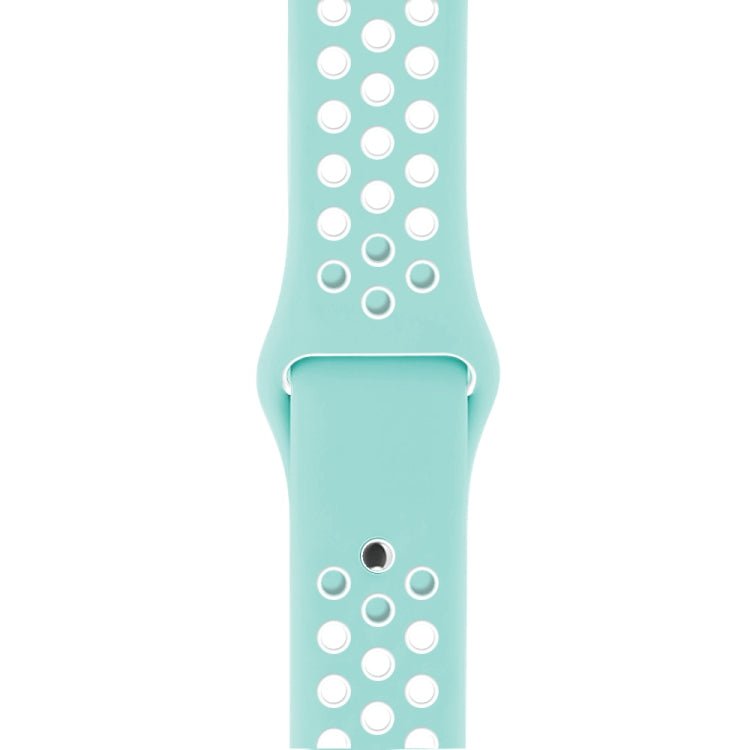 For Apple Watch Series 10 42mm / 9&8&7 41mm / SE 3&SE 2&6&SE&5&4 40mm / 3&2&1 38mm Fashionable Classical Silicone Sport Watch Band (White Green) - Watch Bands by buy2fix | Online Shopping UK | buy2fix