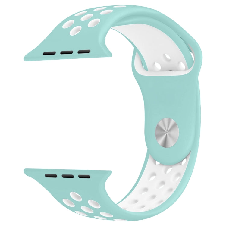 For Apple Watch Series 10 42mm / 9&8&7 41mm / SE 3&SE 2&6&SE&5&4 40mm / 3&2&1 38mm Fashionable Classical Silicone Sport Watch Band (White Green) - Watch Bands by buy2fix | Online Shopping UK | buy2fix