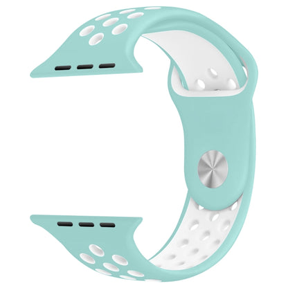 For Apple Watch Series 10 42mm / 9&8&7 41mm / SE 3&SE 2&6&SE&5&4 40mm / 3&2&1 38mm Fashionable Classical Silicone Sport Watch Band (White Green) - Watch Bands by buy2fix | Online Shopping UK | buy2fix