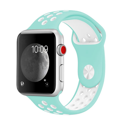 For Apple Watch Series 10 42mm / 9&8&7 41mm / SE 3&SE 2&6&SE&5&4 40mm / 3&2&1 38mm Fashionable Classical Silicone Sport Watch Band (White Green) - Watch Bands by buy2fix | Online Shopping UK | buy2fix