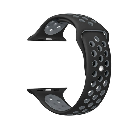 For Apple Watch Series 10 42mm / 9&8&7 41mm / SE 3&SE 2&6&SE&5&4 40mm / 3&2&1 38mm Fashionable Classical Silicone Sport Watch Band(Black Grey) - Watch Bands by buy2fix | Online Shopping UK | buy2fix