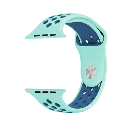 For Apple Watch Series 10 42mm / 9&8&7 41mm / SE 3&SE 2&6&SE&5&4 40mm / 3&2&1 38mm Fashionable Classical Silicone Sport Watch Band(Green Blue) - Watch Bands by buy2fix | Online Shopping UK | buy2fix