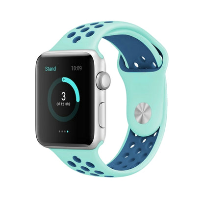 For Apple Watch Series 10 42mm / 9&8&7 41mm / SE 3&SE 2&6&SE&5&4 40mm / 3&2&1 38mm Fashionable Classical Silicone Sport Watch Band(Green Blue) - Watch Bands by buy2fix | Online Shopping UK | buy2fix