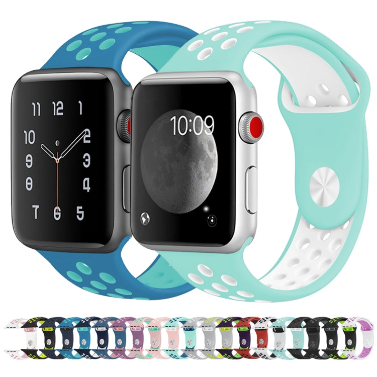 For Apple Watch Series 10 42mm / 9&8&7 41mm / SE 3&SE 2&6&SE&5&4 40mm / 3&2&1 38mm Fashionable Classical Silicone Sport Watch Band(Green Blue) - Watch Bands by buy2fix | Online Shopping UK | buy2fix