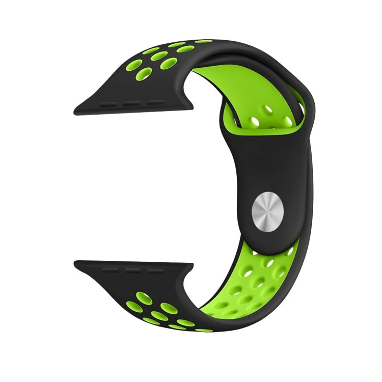 For Apple Watch Ultra 49mm&Watch Ultra 2 49mm / Series 10 46mm / 9&8&7 45mm / SE 3&SE 2&6&SE&5&4 44mm / 3&2&1 42mm Fashionable Classical Silicone Sport Watch Band(Black Green) by buy2fix