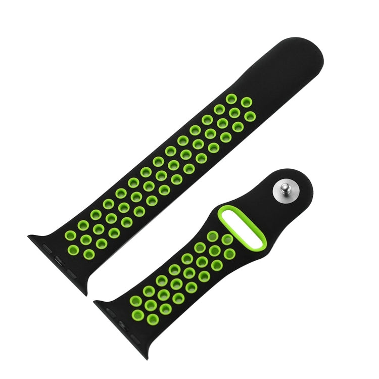 For Apple Watch Ultra 49mm&Watch Ultra 2 49mm / Series 10 46mm / 9&8&7 45mm / SE 3&SE 2&6&SE&5&4 44mm / 3&2&1 42mm Fashionable Classical Silicone Sport Watch Band(Black Green) by buy2fix