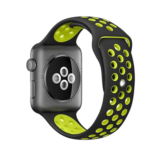 For Apple Watch Ultra 49mm&Watch Ultra 2 49mm / Series 10 46mm / 9&8&7 45mm / SE 3&SE 2&6&SE&5&4 44mm / 3&2&1 42mm Fashionable Classical Silicone Sport Watch Band(Black Yellow) - Watch Bands by buy2fix | Online Shopping UK | buy2fix