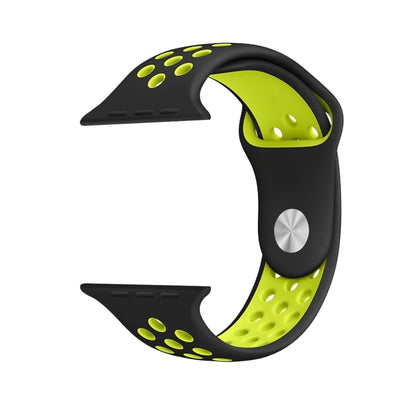 For Apple Watch Ultra 49mm&Watch Ultra 2 49mm / Series 10 46mm / 9&8&7 45mm / SE 3&SE 2&6&SE&5&4 44mm / 3&2&1 42mm Fashionable Classical Silicone Sport Watch Band(Black Yellow) - Watch Bands by buy2fix | Online Shopping UK | buy2fix