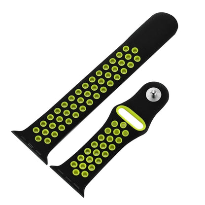 For Apple Watch Ultra 49mm&Watch Ultra 2 49mm / Series 10 46mm / 9&8&7 45mm / SE 3&SE 2&6&SE&5&4 44mm / 3&2&1 42mm Fashionable Classical Silicone Sport Watch Band(Black Yellow) - Watch Bands by buy2fix | Online Shopping UK | buy2fix