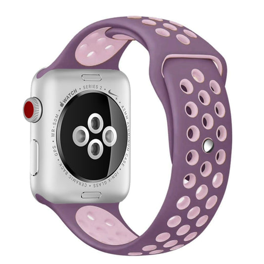 For Apple Watch Ultra 49mm&Watch Ultra 2 49mm / Series 10 46mm / 9&8&7 45mm / SE 3&SE 2&6&SE&5&4 44mm / 3&2&1 42mm Fashionable Classical Silicone Sport Watch Band(Purple Powder) - Watch Bands by buy2fix | Online Shopping UK | buy2fix
