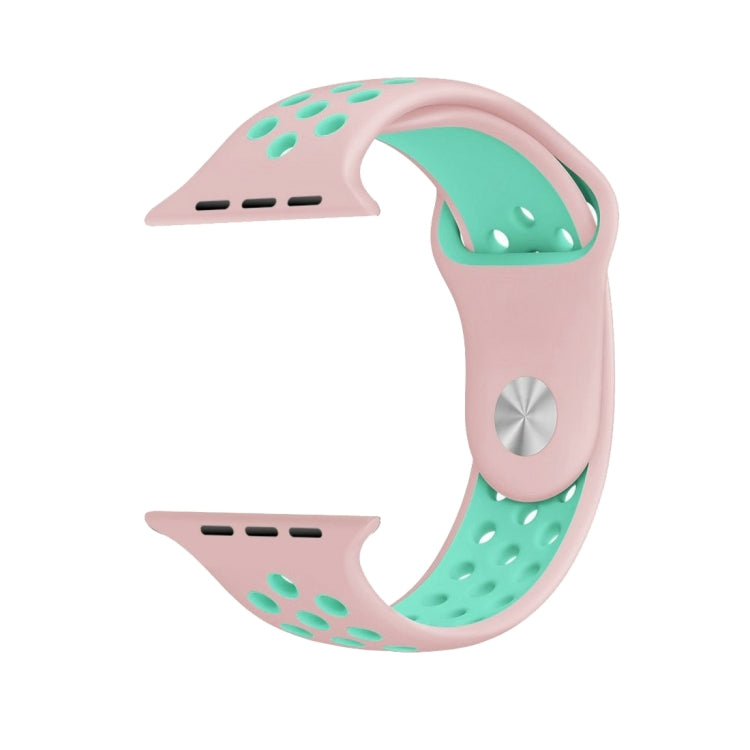For Apple Watch Ultra 49mm&Watch Ultra 2 49mm / Series 10 46mm / 9&8&7 45mm / SE 3&SE 2&6&SE&5&4 44mm / 3&2&1 42mm Fashionable Classical Silicone Sport Watch Band(Pink Green) - Watch Bands by buy2fix | Online Shopping UK | buy2fix