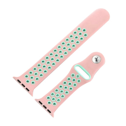 For Apple Watch Ultra 49mm&Watch Ultra 2 49mm / Series 10 46mm / 9&8&7 45mm / SE 3&SE 2&6&SE&5&4 44mm / 3&2&1 42mm Fashionable Classical Silicone Sport Watch Band(Pink Green) - Watch Bands by buy2fix | Online Shopping UK | buy2fix