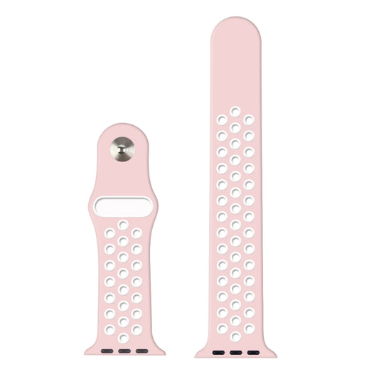 For Apple Watch Ultra 49mm&Watch Ultra 2 49mm / Series 10 46mm / 9&8&7 45mm / SE 3&SE 2&6&SE&5&4 44mm / 3&2&1 42mm Fashionable Classical Silicone Sport Watch Band (Pink White) by buy2fix