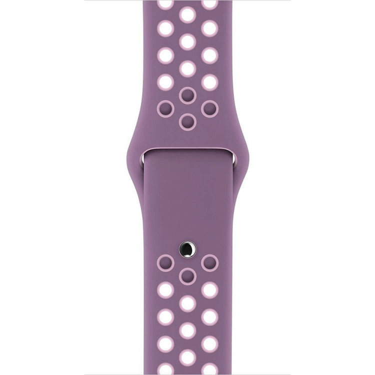 For Apple Watch Ultra 49mm&Watch Ultra 2 49mm / Series 10 46mm / 9&8&7 45mm / SE 3&SE 2&6&SE&5&4 44mm / 3&2&1 42mm Fashionable Classical Silicone Sport Watch Band(Purple Powder) - Watch Bands by buy2fix | Online Shopping UK | buy2fix