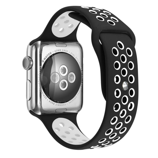 For Apple Watch Ultra 49mm&Watch Ultra 2 49mm / Series 10 46mm / 9&8&7 45mm / SE 3&SE 2&6&SE&5&4 44mm / 3&2&1 42mm Fashionable Classical Silicone Sport Watch Band(Black White) - Watch Bands by buy2fix | Online Shopping UK | buy2fix