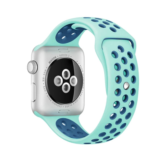 For Apple Watch Ultra 49mm&Watch Ultra 2 49mm / Series 10 46mm / 9&8&7 45mm / SE 3&SE 2&6&SE&5&4 44mm / 3&2&1 42mm Fashionable Classical Silicone Sport Watch Band(Green Blue) - Watch Bands by buy2fix | Online Shopping UK | buy2fix