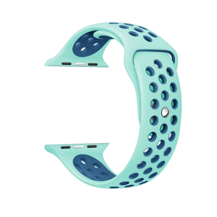 For Apple Watch Ultra 49mm&Watch Ultra 2 49mm / Series 10 46mm / 9&8&7 45mm / SE 3&SE 2&6&SE&5&4 44mm / 3&2&1 42mm Fashionable Classical Silicone Sport Watch Band(Green Blue) - Watch Bands by buy2fix | Online Shopping UK | buy2fix