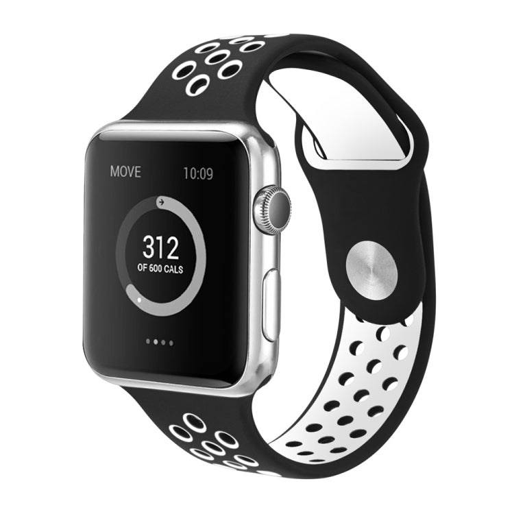 For Apple Watch Ultra 49mm&Watch Ultra 2 49mm / Series 10 46mm / 9&8&7 45mm / SE 3&SE 2&6&SE&5&4 44mm / 3&2&1 42mm Fashionable Classical Silicone Sport Watch Band(Black White) - Watch Bands by buy2fix | Online Shopping UK | buy2fix