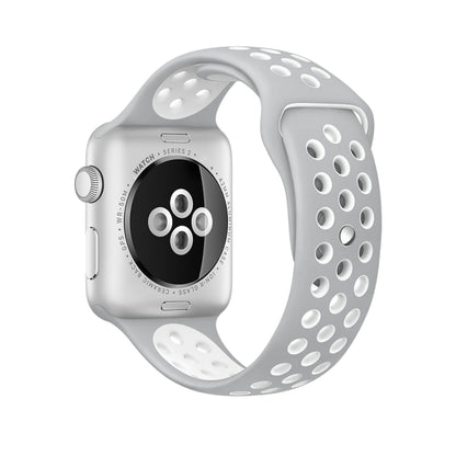 For Apple Watch Ultra 49mm&Watch Ultra 2 49mm / Series 10 46mm / 9&8&7 45mm / SE 3&SE 2&6&SE&5&4 44mm / 3&2&1 42mm Fashionable Classical Silicone Sport Watch Band(Grey White) - Watch Bands by buy2fix | Online Shopping UK | buy2fix