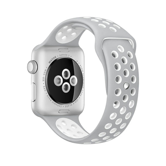 For Apple Watch Ultra 49mm&Watch Ultra 2 49mm / Series 10 46mm / 9&8&7 45mm / SE 3&SE 2&6&SE&5&4 44mm / 3&2&1 42mm Fashionable Classical Silicone Sport Watch Band(Grey White) - Watch Bands by buy2fix | Online Shopping UK | buy2fix