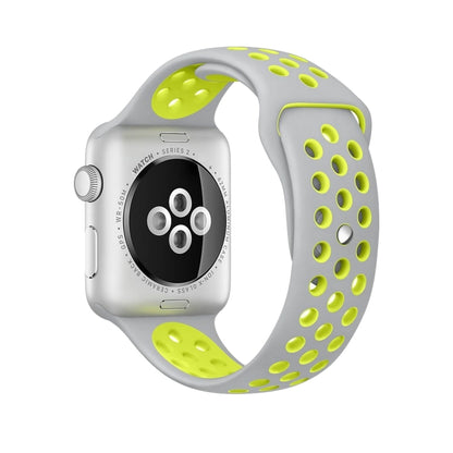 For Apple Watch Ultra 49mm&Watch Ultra 2 49mm / Series 10 46mm / 9&8&7 45mm / SE 3&SE 2&6&SE&5&4 44mm / 3&2&1 42mm Fashionable Classical Silicone Sport Watch Band(Grey Yellow) - Watch Bands by buy2fix | Online Shopping UK | buy2fix