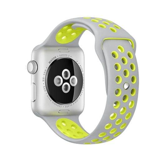 For Apple Watch Ultra 49mm&Watch Ultra 2 49mm / Series 10 46mm / 9&8&7 45mm / SE 3&SE 2&6&SE&5&4 44mm / 3&2&1 42mm Fashionable Classical Silicone Sport Watch Band(Grey Yellow) - Watch Bands by buy2fix | Online Shopping UK | buy2fix