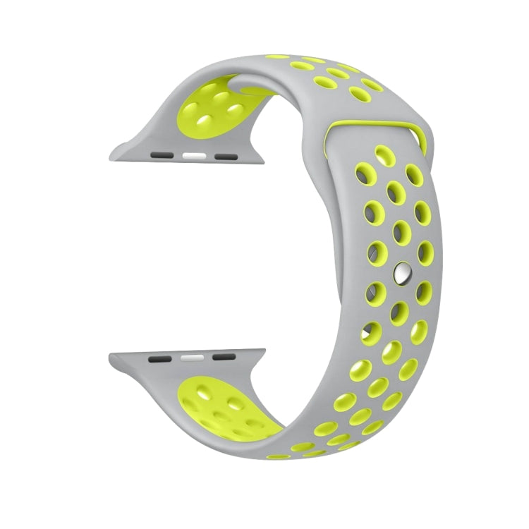 For Apple Watch Ultra 49mm&Watch Ultra 2 49mm / Series 10 46mm / 9&8&7 45mm / SE 3&SE 2&6&SE&5&4 44mm / 3&2&1 42mm Fashionable Classical Silicone Sport Watch Band(Grey Yellow) - Watch Bands by buy2fix | Online Shopping UK | buy2fix