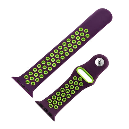 For Apple Watch Ultra 49mm&Watch Ultra 2 49mm / Series 10 46mm / 9&8&7 45mm / SE 3&SE 2&6&SE&5&4 44mm / 3&2&1 42mm Fashionable Classical Silicone Sport Watch Band(Purple Green) - Watch Bands by buy2fix | Online Shopping UK | buy2fix