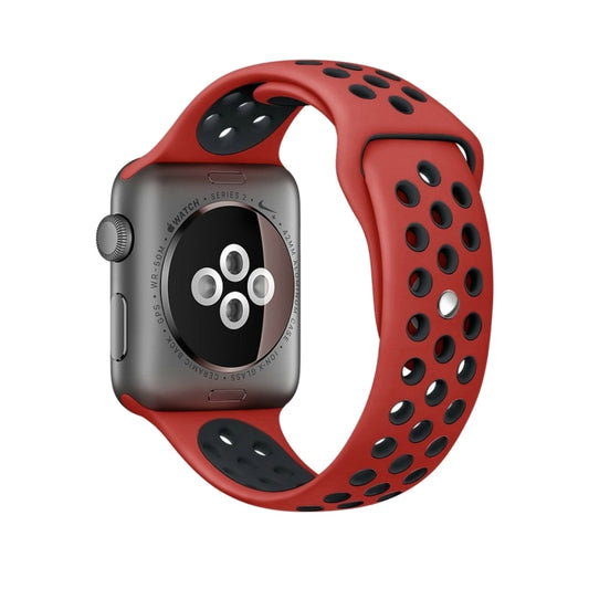 For Apple Watch Ultra 49mm&Watch Ultra 2 49mm / Series 10 46mm / 9&8&7 45mm / SE 3&SE 2&6&SE&5&4 44mm / 3&2&1 42mm Fashionable Classical Silicone Sport Watch Band(Red Black) - Watch Bands by buy2fix | Online Shopping UK | buy2fix